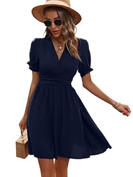 【GRAILZ】BLISSFUL PUFF DRESS [NAVY] Women's Dresses 2024 Dress Dot Puff Sleeve Dress (Color